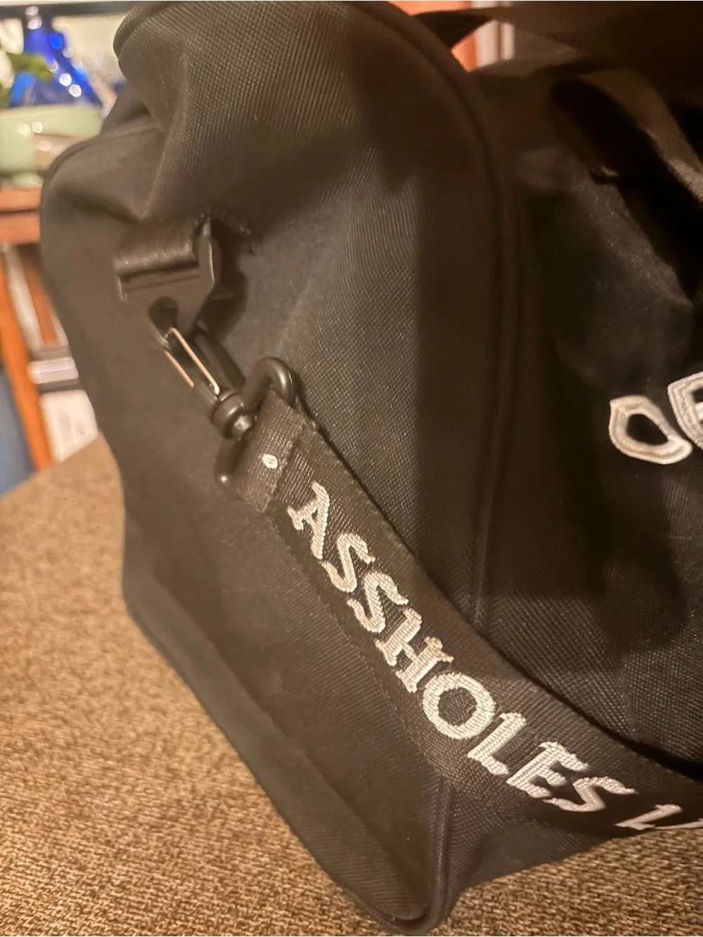 assholes live forever shoulder nylon
